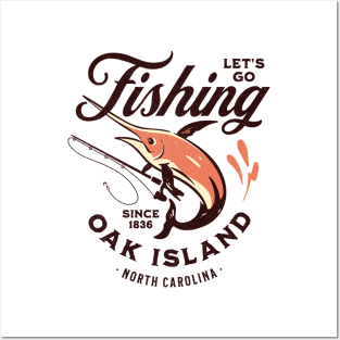 Oak Island, NC Fishing Summer Vacation Posters and Art